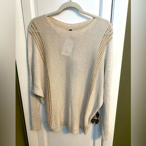 NWT Womens Venti6 Sweater. Silvery Ecru. Large. Peek-through.
